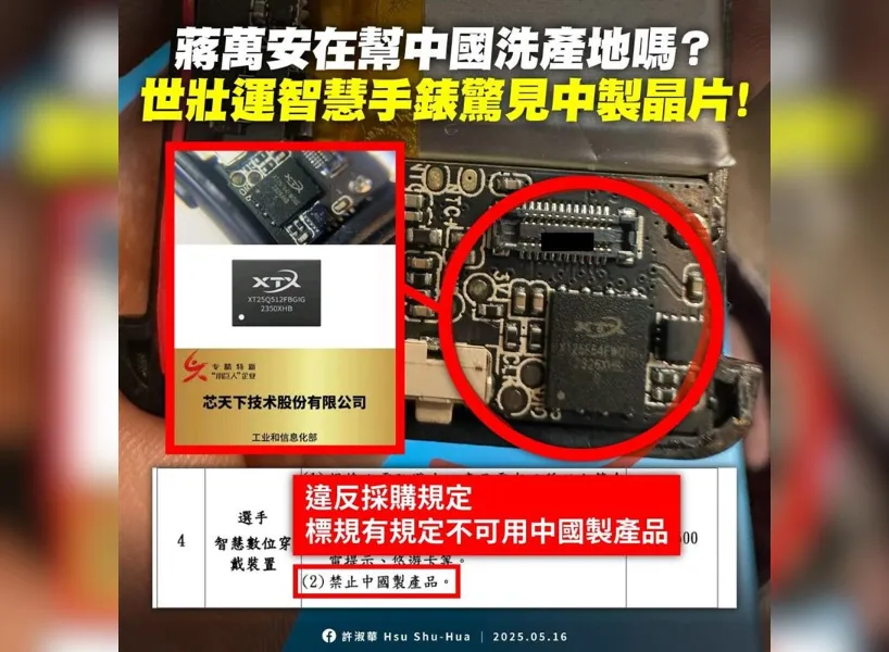 世壯運出包：世壯運智慧穿戴手錶芯片竟是大陸廠商的